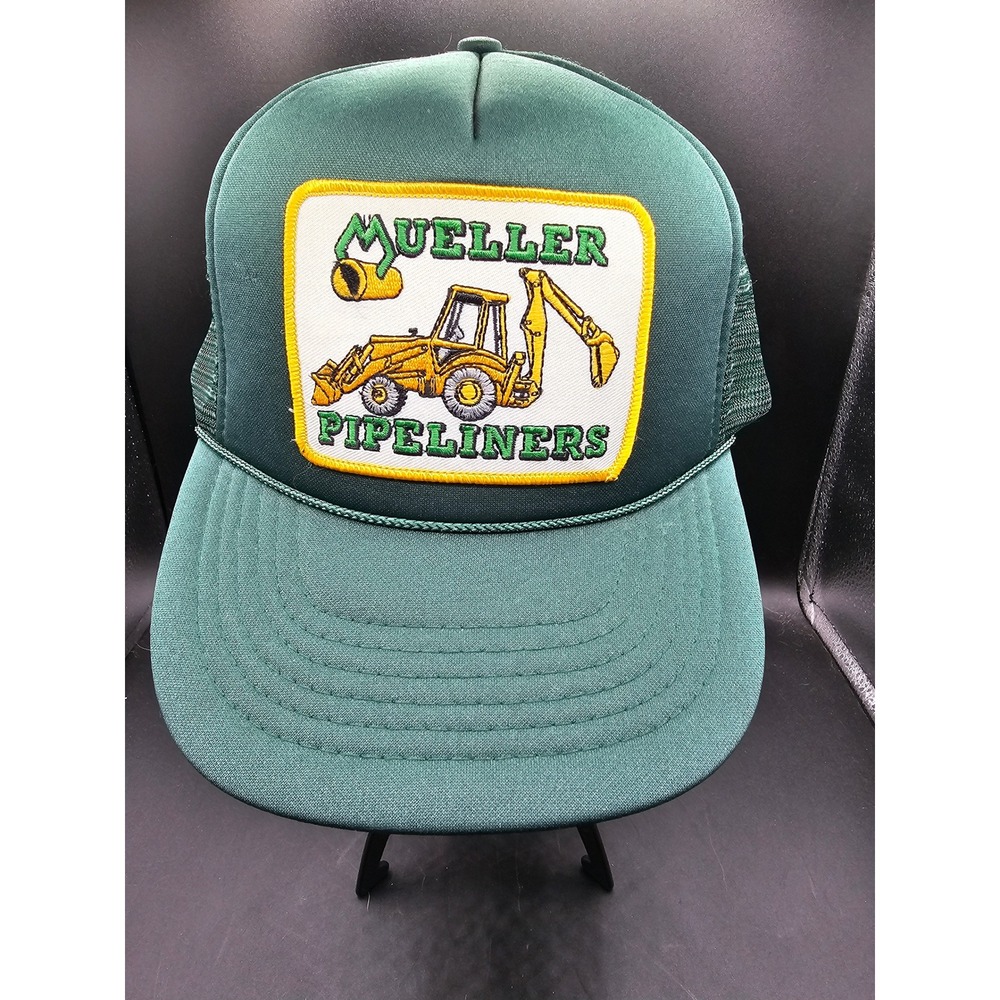Vintage Mueller Pipeliners Trucker Hat Green Mesh Snapback Cap Headmost Taiwan